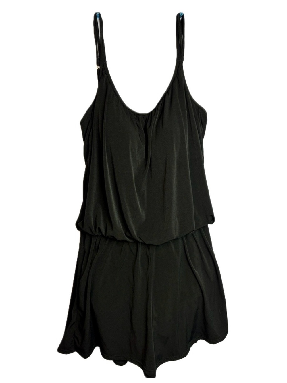 NEW Maxine of Hollywood Black One-Piece Swim Romper With Pockets